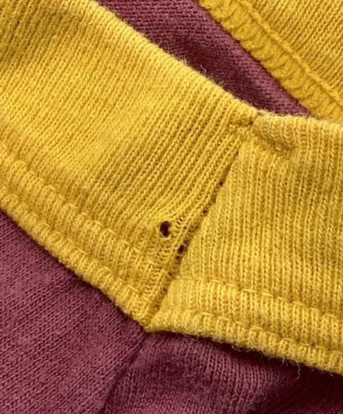 LEVI'S（リーバイス）LEVI'S (リーバイス) 半袖カットソー リンガーネック ワインレッド×イエロー サイズ:Mの古着・服飾アイテム