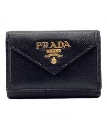 PRADA（プラダ）の古着「PRADA 3つ折り財布 サフィアーノ」｜ブラック