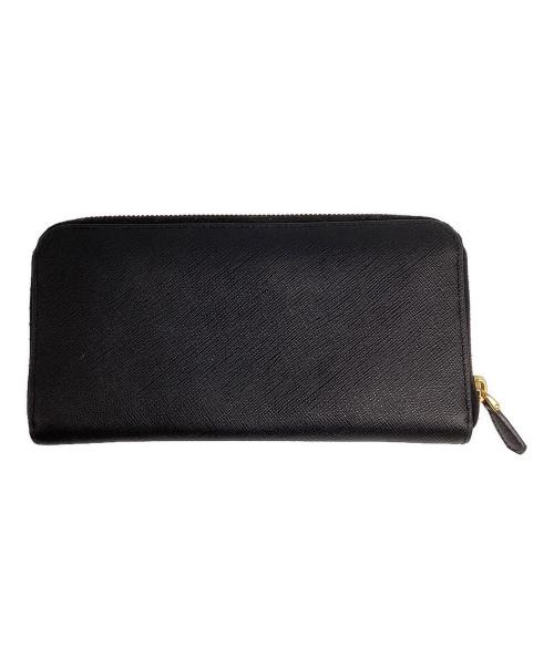 PRADA（プラダ）PRADA (プラダ) ジップアラウンド長財布 トライアングル ブラックの古着・服飾アイテム