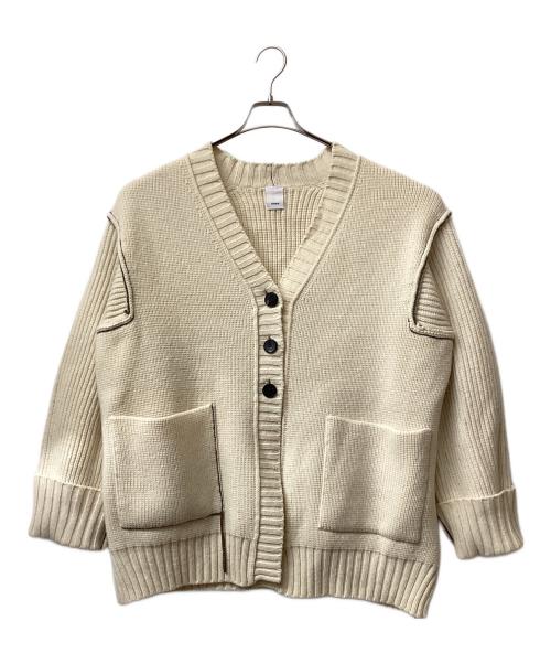 IHNN（イン）IHNN (イン) カラーステッチローゲージカーディガン アイボリー サイズ:38の古着・服飾アイテム