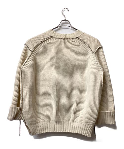 IHNN（イン）IHNN (イン) カラーステッチローゲージカーディガン アイボリー サイズ:38の古着・服飾アイテム