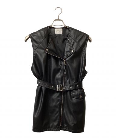 中古・古着通販】Ameri (アメリ) フェイクレザーベスト ブラック