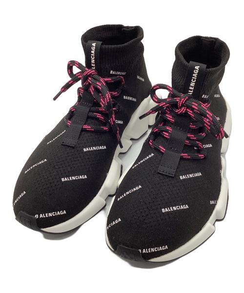 BALENCIAGA（バレンシアガ）BALENCIAGA (バレンシアガ) SPEED LACE UP ALL OVER PRIN(スピード レースアップオールオーバープリント ) ブラック サイズ:24㎝の古着・服飾アイテム