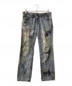 NUMBER (N)INEナンバーナイン）の古着「ペイント加工デニムパンツ」｜ブラック