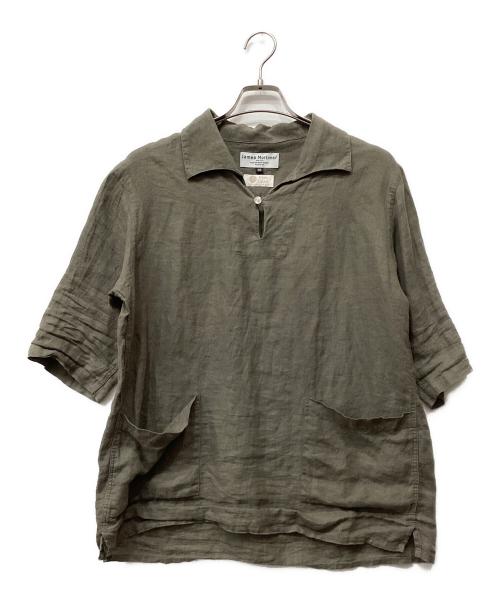 James Mortimer（ジェームス・モルティマー）James Mortimer (ジェームス・モルティマー) リネン半袖シャツ グレー サイズ:38の古着・服飾アイテム