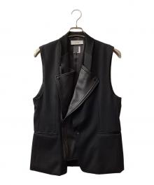FACETASM（ファセッタズム）の古着「ラムレザー 切替ジレ」｜ブラック