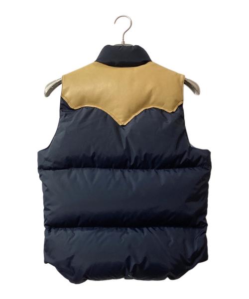 RockyMountainFeatherBed（ロッキーマウンテンフェザーベッド）RockyMountainFeatherBed (ロッキーマウンテンフェザーベッド) 切替レザーダウンベスト ネイビー サイズ:38の古着・服飾アイテム