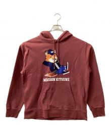 maison kitsune（メゾンキツネ）の古着「DRESSED FOX PRINT RELAXED HOODIE」｜ワインレッド