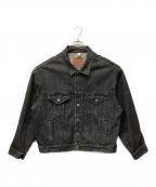 Marlboro Wind Westマールボロワイルドウエスト）の古着「デニムジャケット カウボーイプリント」｜ブラック