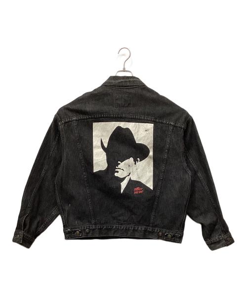 Marlboro Wind West（マールボロワイルドウエスト）Marlboro Wind West (マールボロワイルドウエスト) デニムジャケット カウボーイプリント ブラック サイズ:Lの古着・服飾アイテム