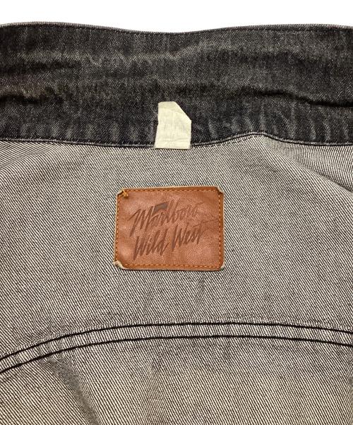 Marlboro Wind West（マールボロワイルドウエスト）Marlboro Wind West (マールボロワイルドウエスト) デニムジャケット カウボーイプリント ブラック サイズ:Lの古着・服飾アイテム
