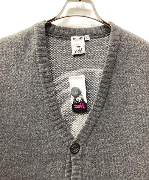 X-GIRL（エックスガール）X-GIRL (エックスガール) FACE KNIT CARDIGAN グレー サイズ:1の古着・服飾アイテム