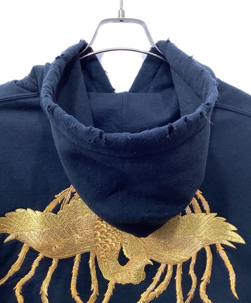 SASQUATCHfabrix.（サスクワッチファブリックス）SASQUATCHfabrix. (サスクワッチファブリックス) ダメージ＆毛玉加工パーカー ネイビー サイズ:Mの古着・服飾アイテム