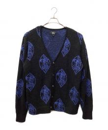stussy（ステューシー）の古着「総柄カーディガン」｜ブラック×ブルー