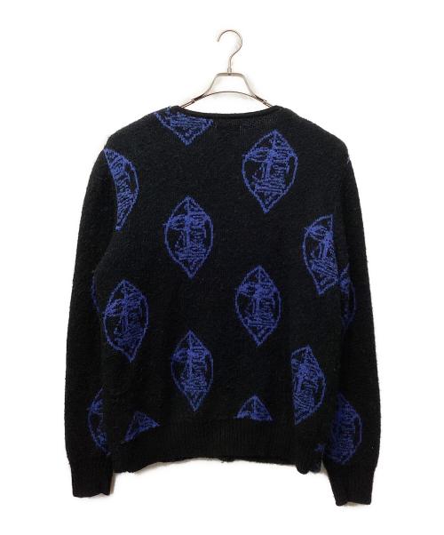 stussy（ステューシー）stussy (ステューシー) 総柄カーディガン ブラック×ブルー サイズ:Ｌの古着・服飾アイテム