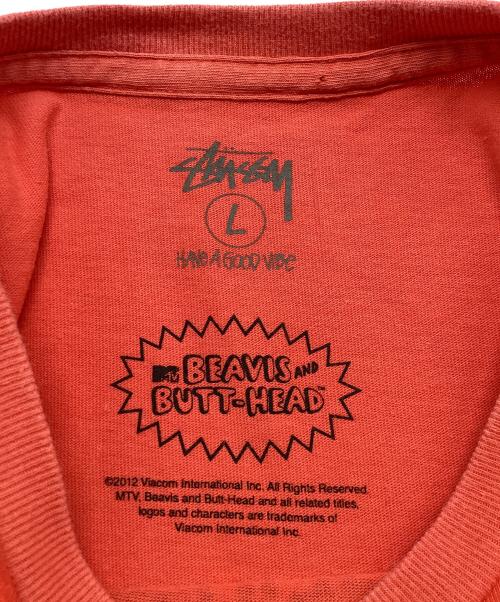 stussy（ステューシー）stussy (ステューシー) BEAVIS AND BUTT HEAD (ビーバス・アンド・バットヘッド) 半袖カットソー レッド サイズ:Ｌの古着・服飾アイテム