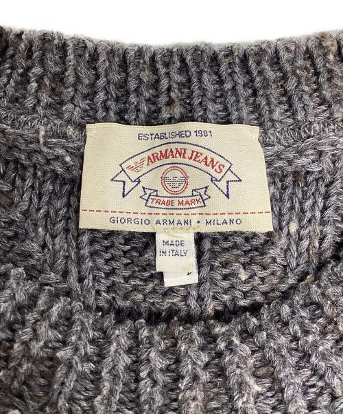 ARMANI JEANS（アルマーニジーンズ）ARMANI JEANS (アルマーニジーンズ) ロゴクルーニット グレー サイズ:Lの古着・服飾アイテム