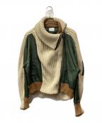 AMAILアマイル）の古着「ドッキングブルゾン」｜ベージュ×グリーン