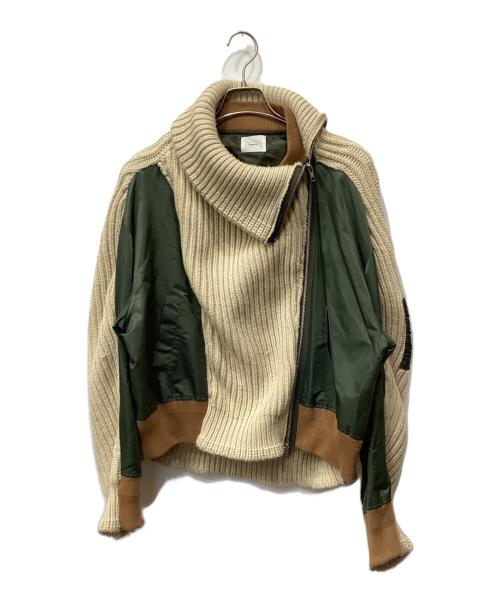 AMAIL（アマイル）AMAIL (アマイル) ドッキングブルゾン ベージュ×グリーン サイズ:Fの古着・服飾アイテム