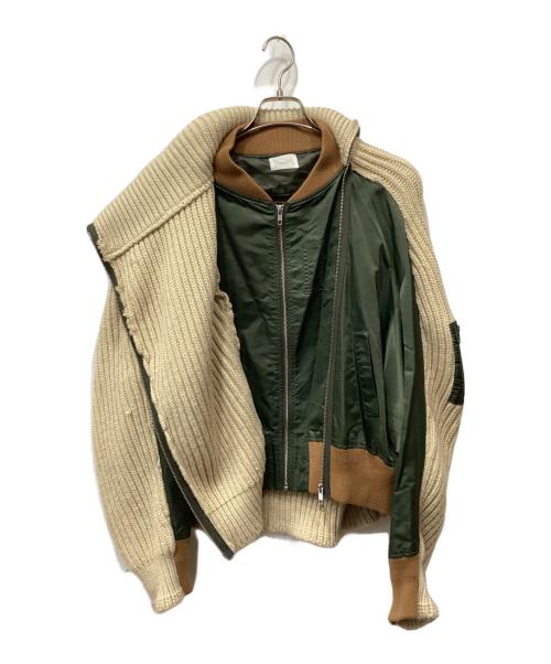 AMAIL（アマイル）AMAIL (アマイル) ドッキングブルゾン ベージュ×グリーン サイズ:Fの古着・服飾アイテム