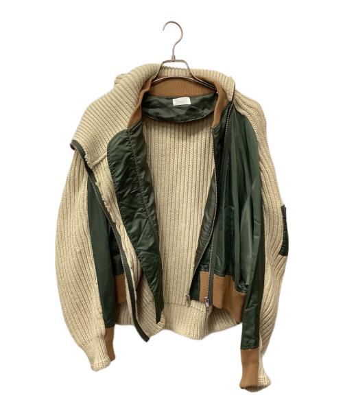 AMAIL（アマイル）AMAIL (アマイル) ドッキングブルゾン ベージュ×グリーン サイズ:Fの古着・服飾アイテム