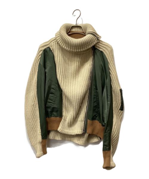 AMAIL（アマイル）AMAIL (アマイル) ドッキングブルゾン ベージュ×グリーン サイズ:Fの古着・服飾アイテム