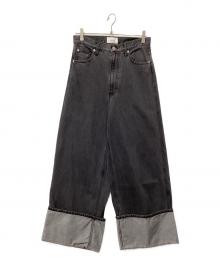 soerte（ソエルテ）の古着「ワイドストレートロールアップデニム」｜ブラック
