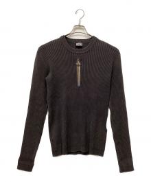 DIESEL（ディーゼル）の古着「ロゴジップリブニット」｜ダークブラウン