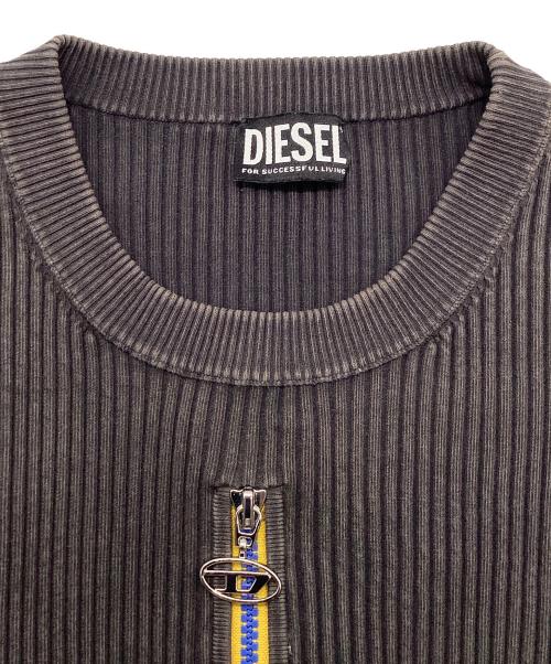 DIESEL（ディーゼル）DIESEL (ディーゼル) ロゴジップリブニット ダークブラウン サイズ:XLの古着・服飾アイテム