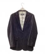 BURBERRY BLACK LABELバーバリーブラックレーベル）の古着「ベロア テーラードジャケット」｜ブラック×ホワイト