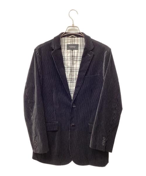 BURBERRY BLACK LABEL（バーバリーブラックレーベル）BURBERRY BLACK LABEL (バーバリーブラックレーベル) ベロア テーラードジャケット ブラック×ホワイト サイズ:Ｌの古着・服飾アイテム