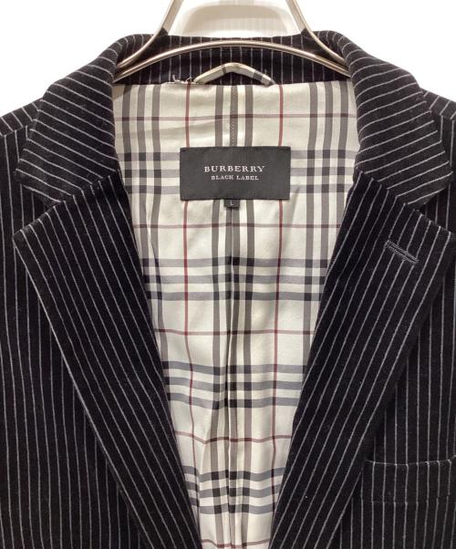 BURBERRY BLACK LABEL（バーバリーブラックレーベル）BURBERRY BLACK LABEL (バーバリーブラックレーベル) ベロア テーラードジャケット ブラック×ホワイト サイズ:Ｌの古着・服飾アイテム