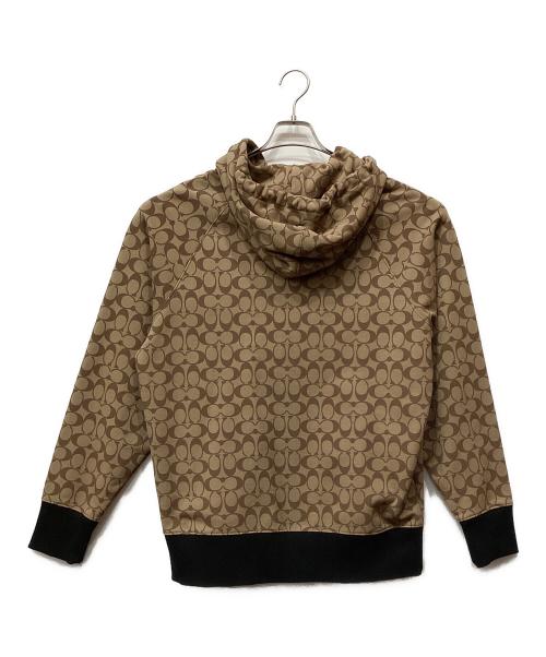 COACH（コーチ）COACH (コーチ) ジップパーカー シグネチャー ベージュ×ブラック サイズ:Mの古着・服飾アイテム