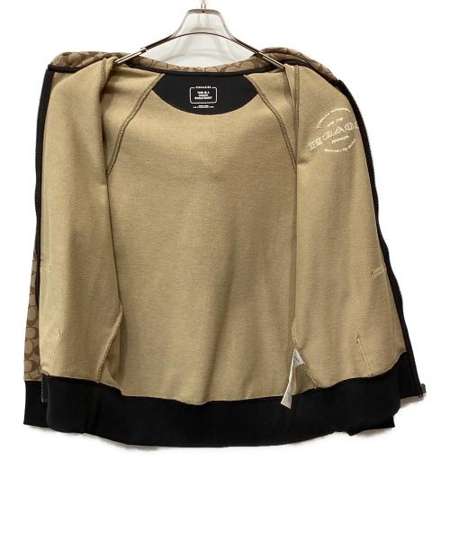 COACH（コーチ）COACH (コーチ) ジップパーカー シグネチャー ベージュ×ブラック サイズ:Mの古着・服飾アイテム