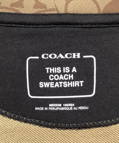 COACH（コーチ）COACH (コーチ) ジップパーカー シグネチャー ベージュ×ブラック サイズ:Mの古着・服飾アイテム