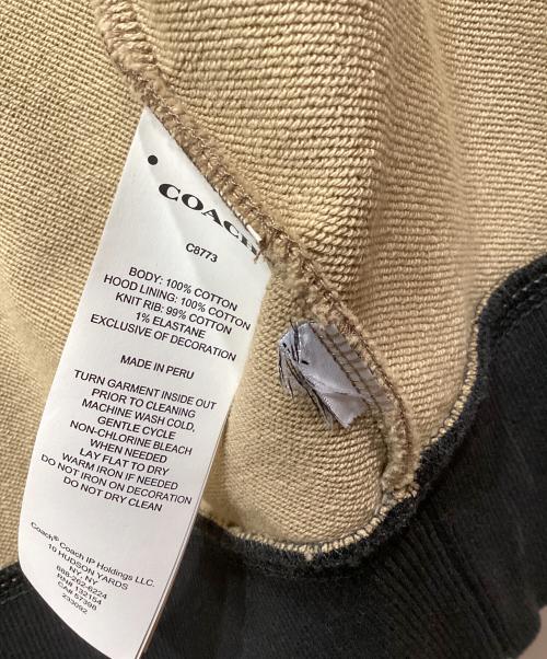 COACH（コーチ）COACH (コーチ) ジップパーカー シグネチャー ベージュ×ブラック サイズ:Mの古着・服飾アイテム