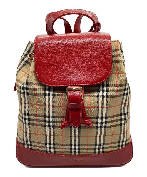 Burberry's（バーバリー）Burberry's (バーバリーズ) リュック ノバチェック レッド×ベージュの古着・服飾アイテム