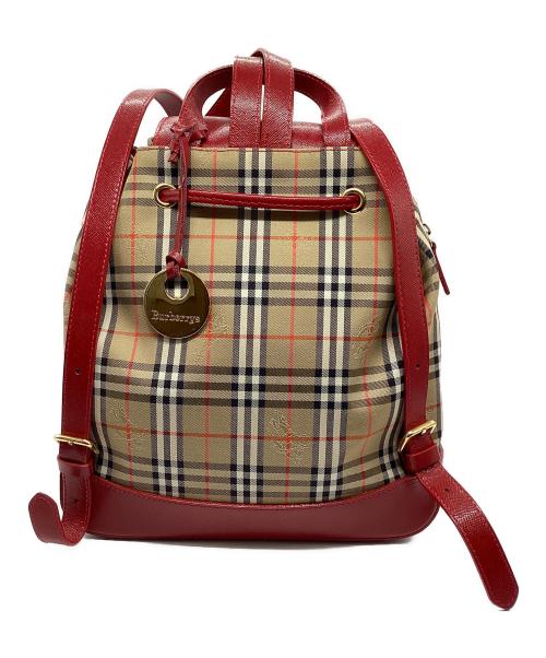 Burberry's（バーバリー）Burberry's (バーバリーズ) リュック ノバチェック レッド×ベージュの古着・服飾アイテム