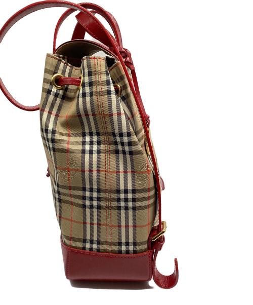 Burberry's（バーバリー）Burberry's (バーバリーズ) リュック ノバチェック レッド×ベージュの古着・服飾アイテム