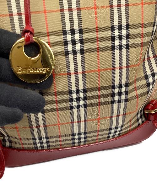 Burberry's（バーバリー）Burberry's (バーバリーズ) リュック ノバチェック レッド×ベージュの古着・服飾アイテム