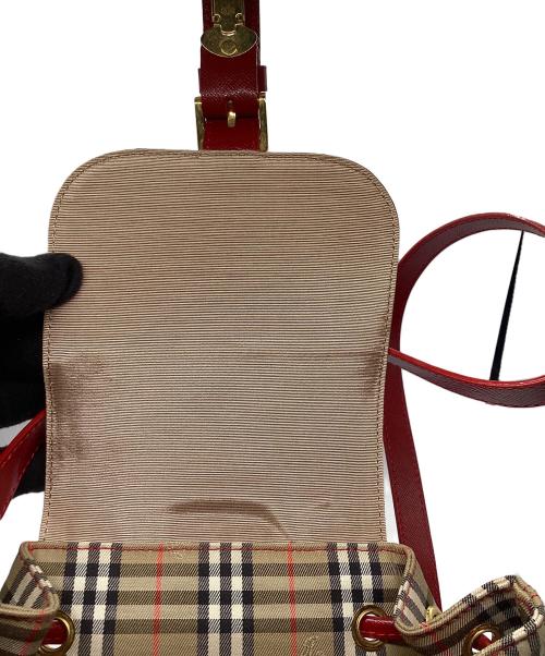 Burberry's（バーバリー）Burberry's (バーバリーズ) リュック ノバチェック レッド×ベージュの古着・服飾アイテム