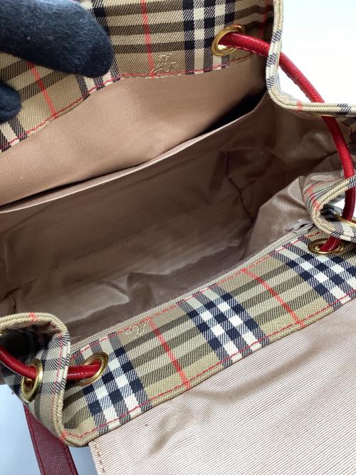 Burberry's（バーバリー）Burberry's (バーバリーズ) リュック ノバチェック レッド×ベージュの古着・服飾アイテム