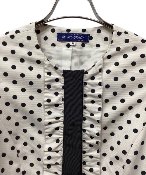M'S GRACY（エムズグレイシー）M'S GRACY (エムズグレイシー) フリルドットコート ブラック×ホワイト サイズ:38の古着・服飾アイテム