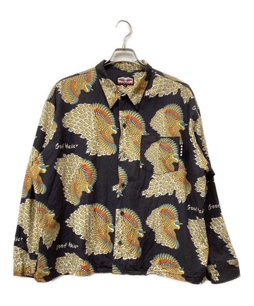 good heller（グッドヘラー）good heller (グッドヘラー) 総柄長袖シャツ ブラック×マルチカラー サイズ:XLの古着・服飾アイテム