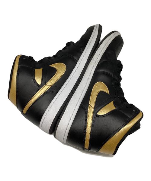 NIKE（ナイキ）NIKE (ナイキ) Air Jordan 1 Mid(エアジョーダン1 ミッド) ブラック×ゴールド サイズ:29㎝の古着・服飾アイテム