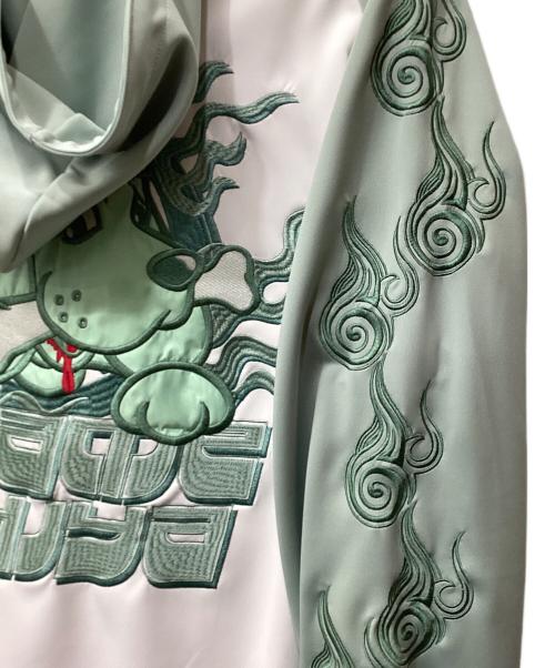 GALFY（ガルフィー）GALFY (ガルフィー) うらめしやパーカー グリーン×ホワイト サイズ:XLの古着・服飾アイテム