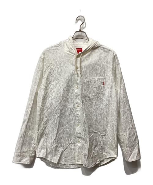 SUPREME（シュプリーム）SUPREME (シュプリーム) Hooded Seersucker Shirts ホワイト サイズ:Lの古着・服飾アイテム