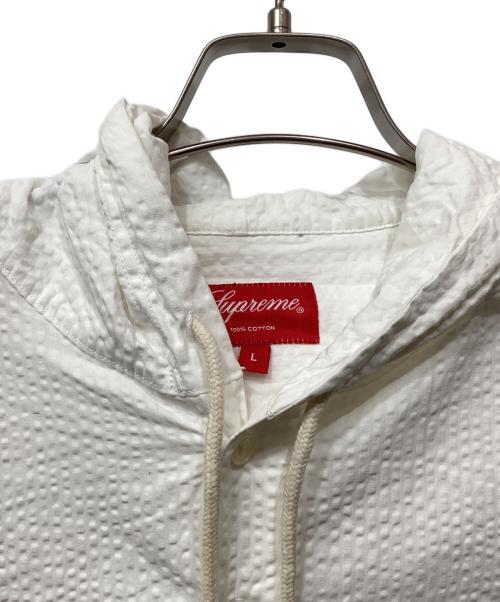 SUPREME（シュプリーム）SUPREME (シュプリーム) Hooded Seersucker Shirts ホワイト サイズ:Lの古着・服飾アイテム