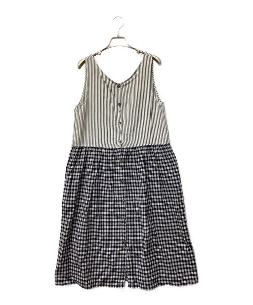 45R（フォーティファイブ・アール）45R (フォーティファイブ・アール) ノースリーブ・キャミソールワンピース ホワイト×ネイビー サイズ:-の古着・服飾アイテム