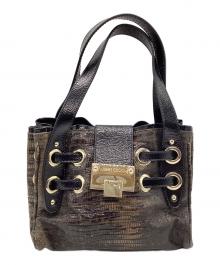 JIMMY CHOO（ジミーチュウ）の古着「トートバッグ」｜ブラック×ブラウン